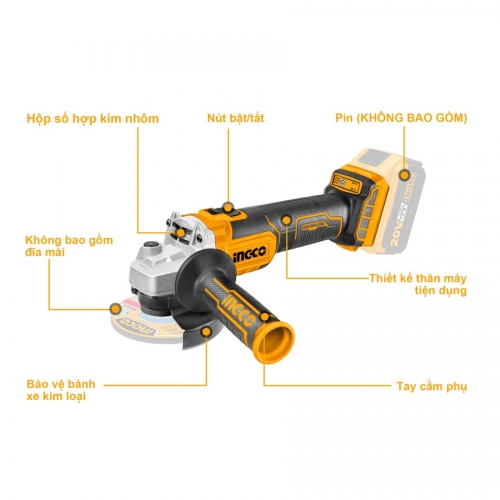 Máy mài góc pin 20V M10 motor không chổi than INGCO CAGLI201008