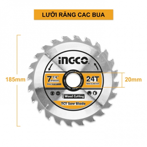 Máy cưa gỗ cầm tay mini INGCO CS18538 185mm 1400W