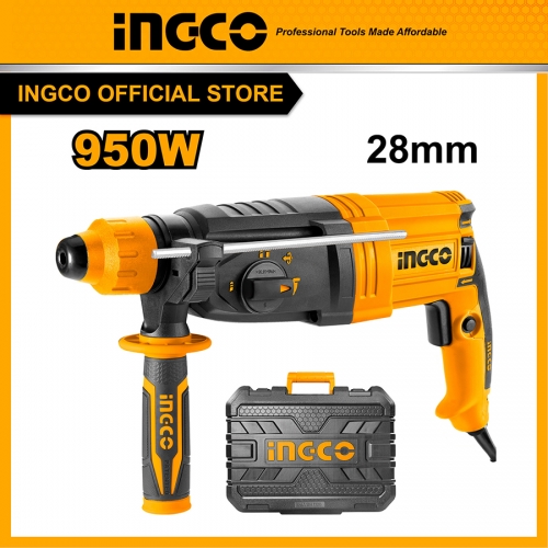 Máy khoan búa 950W ingco RGH9528 khoan Bê tông 28mm, Thép 13mm, Gỗ 30mm lực tác động 2,5J