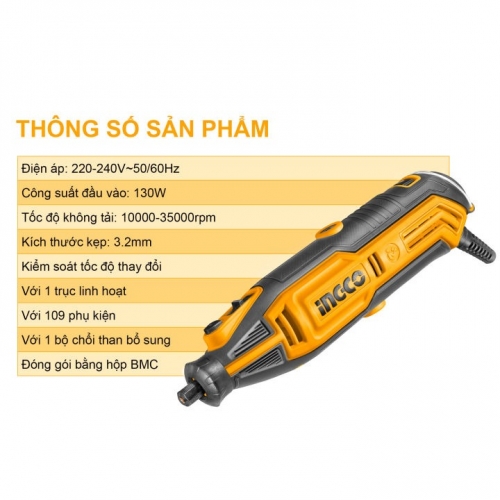 Máy mài khuôn mini cầm tay 130W INGCO MG13328