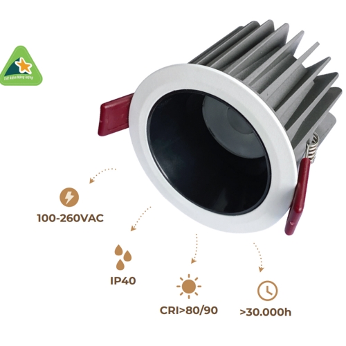 Đèn âm trần 9W Dim triac DL3-BW9DT