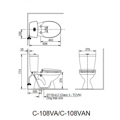 Bàn cầu 2 khối C-108VAN