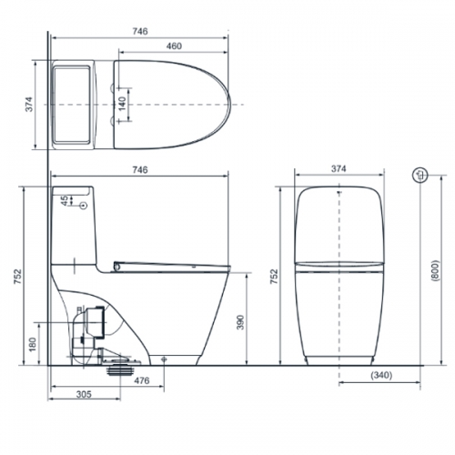 Bàn cầu xả cảm ứng ACT-832VN