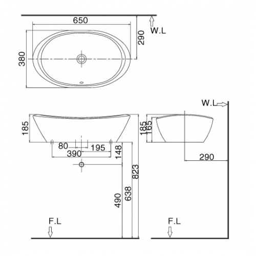 Chậu rửa đặt bàn L-465V