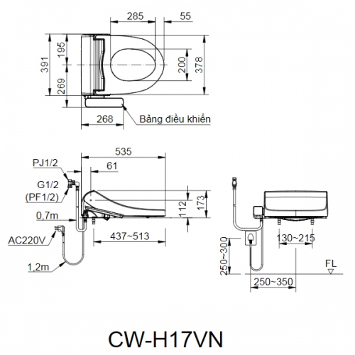 Nắp rửa điện tử CW-H17VN