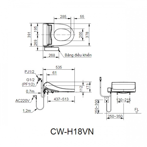 Nắp rửa điện tử CW-H18VN