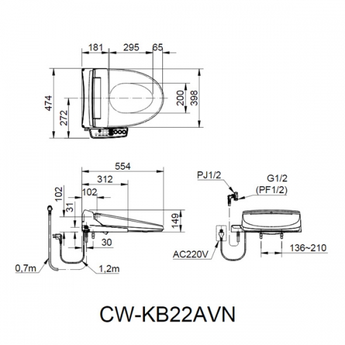 Nắp rửa điện tử CW-KB22AVN