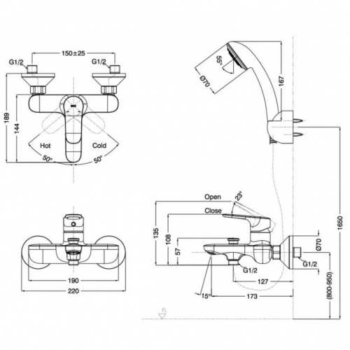 Sen tắm gắn tường BFV-1403S-3C