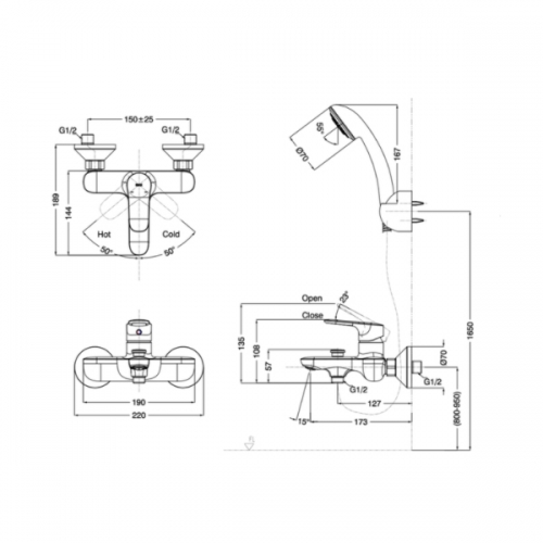 Sen tắm gắn tường BFV-1403S-8C