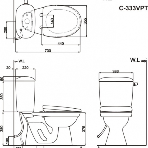 Bàn cầu 2 khối C-108VA