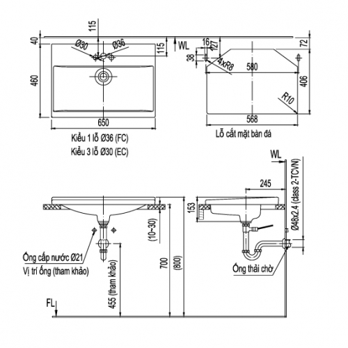 Chậu rửa dương bàn L-2397V