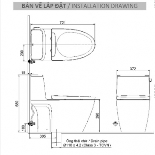 Bàn cầu 1 khối + nắp rửa cơ AC-912 + CW-S32VN