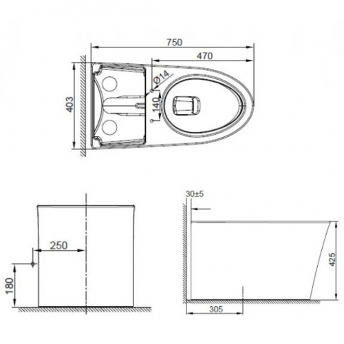 Bồn cầu Studio S 1 khối không két nước WP-3232