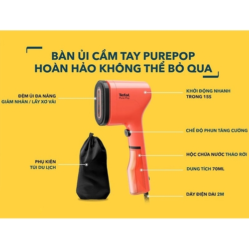 Bàn Ủi Hơi Nước Cầm Tay Tefal DT2020E1 70ML Xanh Dương
