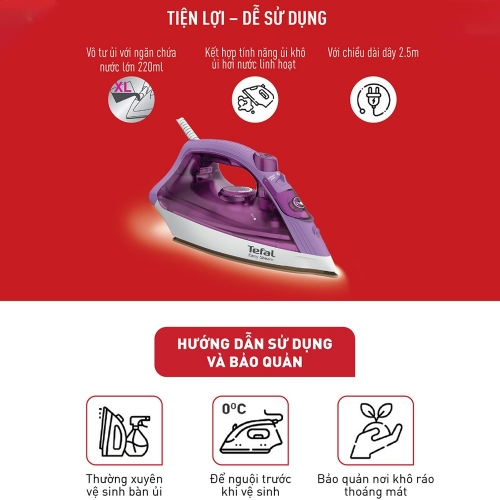 Bàn Ủi Hơi Nước Tefal Easy Steam FV1955E0 1400W