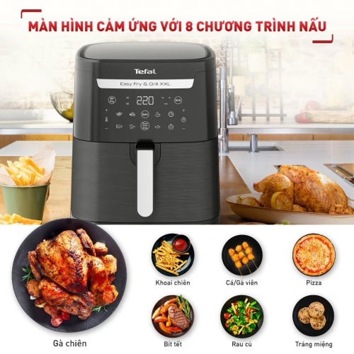 Nồi chiên không dầu Tefal 2in1 Easy Fry& Grill Classis EY801815 6.5L XXL