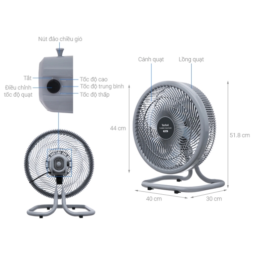 Quạt Sàn Tefal VH686790 80W Xám