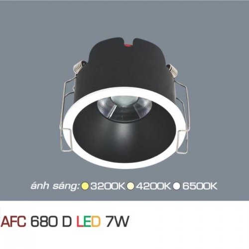 Đèn LED âm trần Anfaco AFC 680D 7W - chóa đen