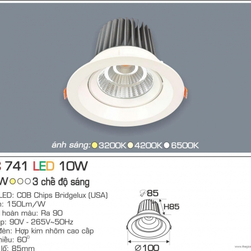 Đèn LED âm trần Anfaco AFC 741-10W 