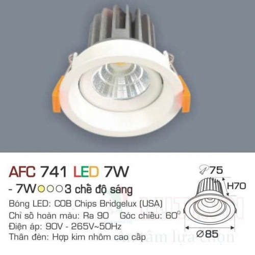 Đèn LED âm trần Anfaco AFC 741-7W 