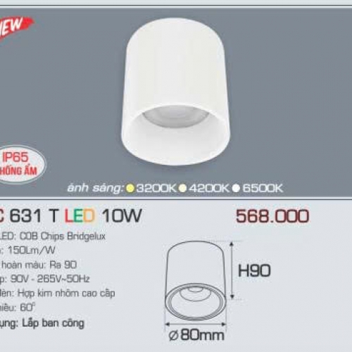 Đèn LED ốp nổi Anfaco AFC 631T 10W IP65 vỏ trắng