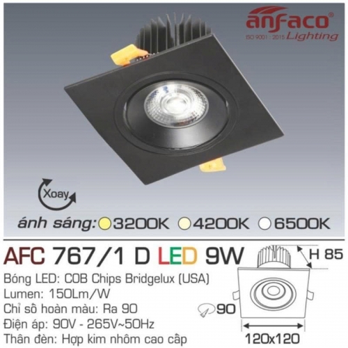Đèn LED âm trần Anfaco AFC 767D/1-9W