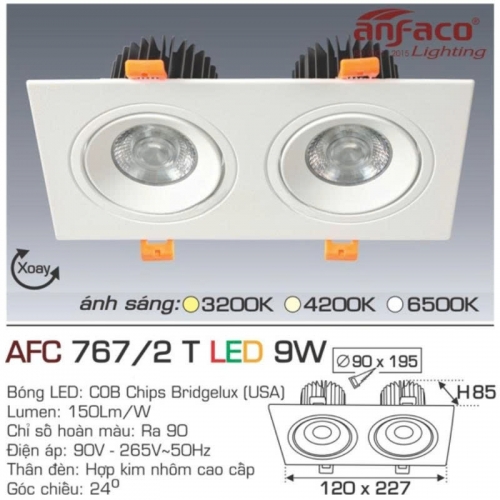 Đèn LED âm trần Anfaco AFC 767T/2-9W