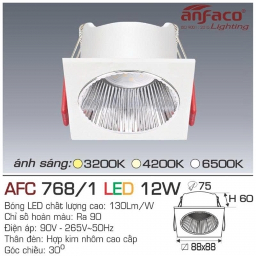 Đèn LED âm trần Anfaco AFC 768/1-12W