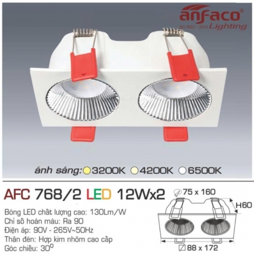 Đèn LED âm trần Anfaco AFC 768/2-12Wx2