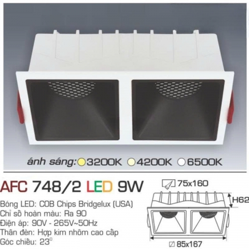 Đèn LED âm trần Anfaco AFC 748/2-9Wx2