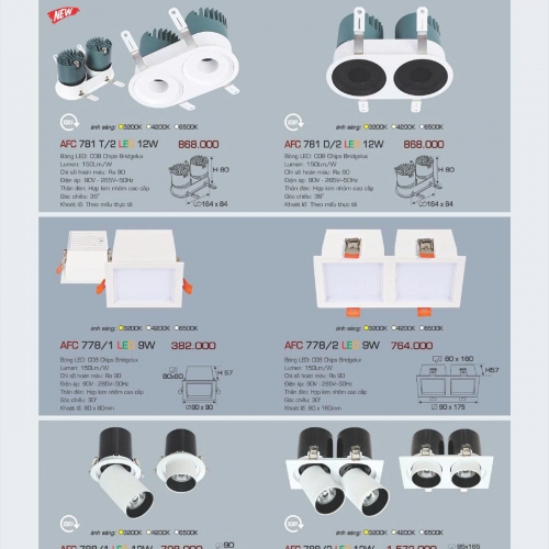 Đèn LED âm trần Anfaco AFC 778/1-9W