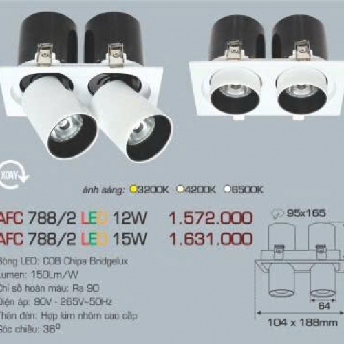 Đèn LED âm trần Anfaco AFC 788/2-12Wx2