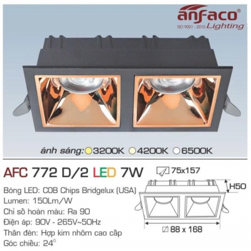 Đèn LED âm trần Anfaco AFC 772D/2-7Wx2