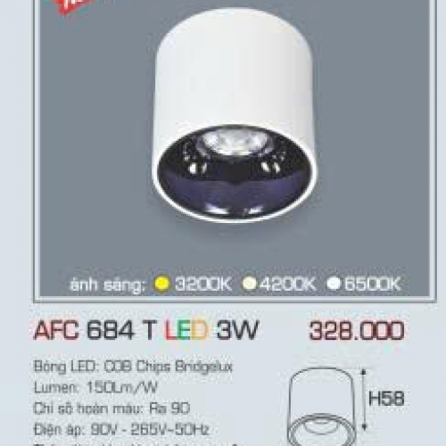 Đèn LED ốp nổi Anfaco AFC 684T 3W thân trắng