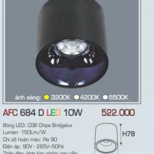 Đèn LED ốp nổi Anfaco AFC 684D 10W thân đen