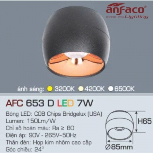 Đèn LED downlight nổi Anfaco AFC 653D 7W