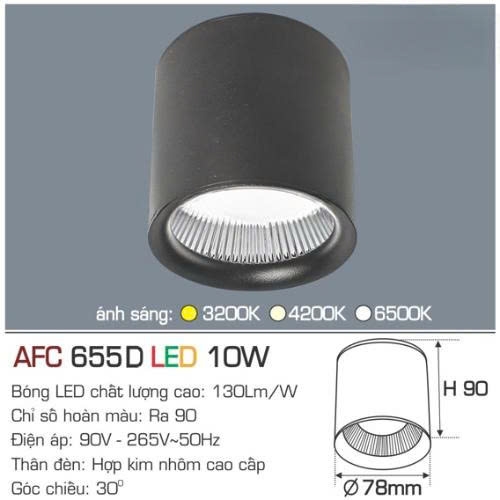 Đèn LED lon nổi Anfaco AFC 655D 10W thân đen