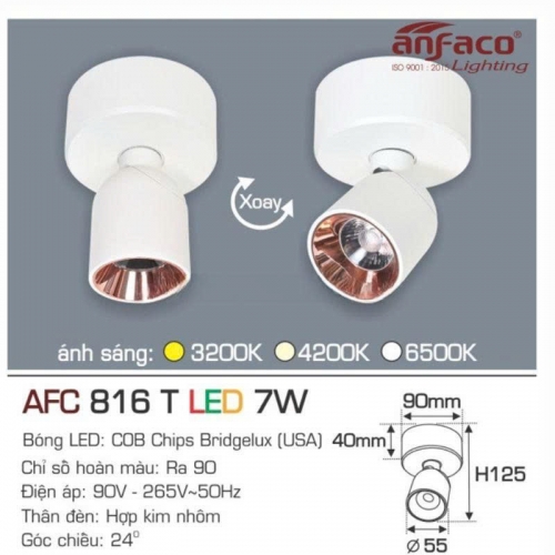 Đèn LED tiêu điểm Anfaco AFC 816T 7W thân trắng