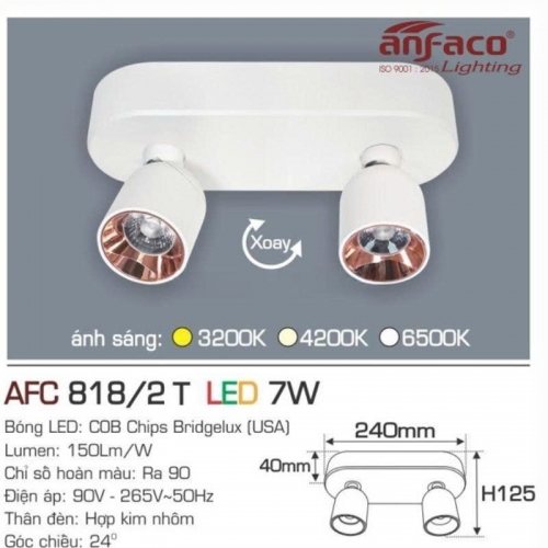 Đèn LED tiêu điểm Anfaco AFC 818T/2-7Wx2 thân trắng