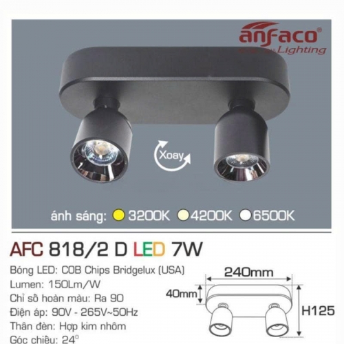 Đèn LED tiêu điểm Anfaco AFC 818D/2-7Wx2 thân đen