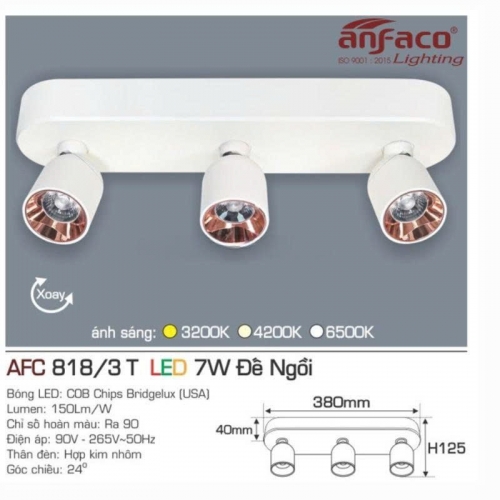 Đèn LED tiêu điểm Anfaco AFC 818T/3-7Wx3 thân trắng