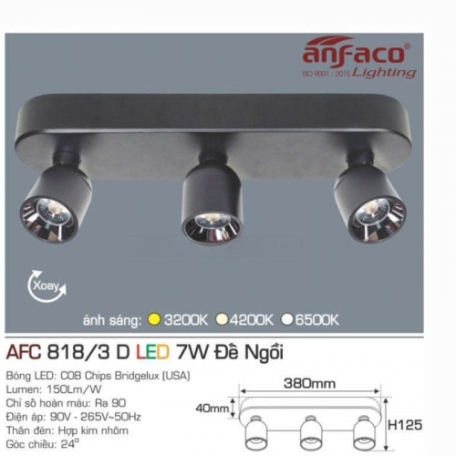 Đèn LED tiêu điểm Anfaco AFC 818D/3-7Wx3 thân đen