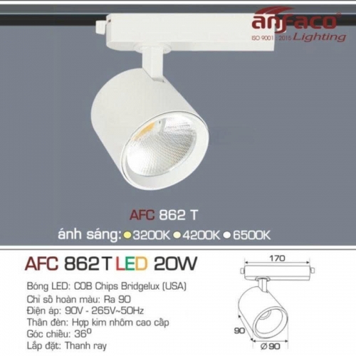 Đèn LED tiêu điểm Anfaco gắn ray AFC 862T 20W thân trắng