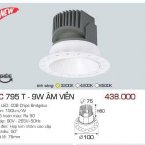 Đèn LED âm viền Anfaco AFC 795T 9W chóa trắng