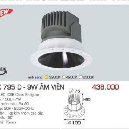 Đèn LED âm viền Anfaco AFC 795D 9W chóa đen