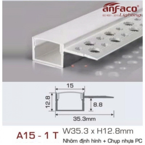 Thanh nhôm LED định hình thẳng Anfaco A15-1T