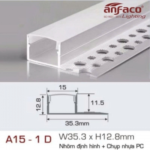 Thanh nhôm LED định hình thẳng Anfaco A15-1D