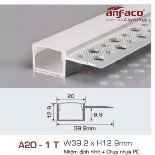 Thanh nhôm LED định hình thẳng Anfaco A20-1T