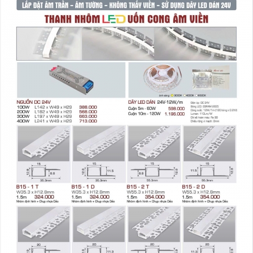 Dây LED dán Anfaco 5 mét 60W DC-24V