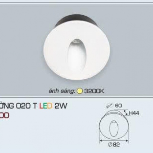 Đèn LED Anfaco âm tường 020T 2W vỏ trắng